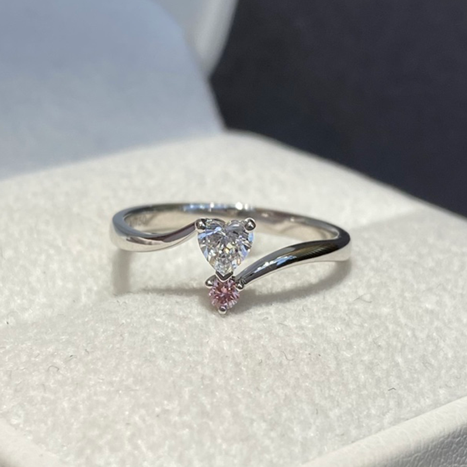 18K Gold Bypass White And Pink Lab-Grown Diamond Solitaire Engagement Ring