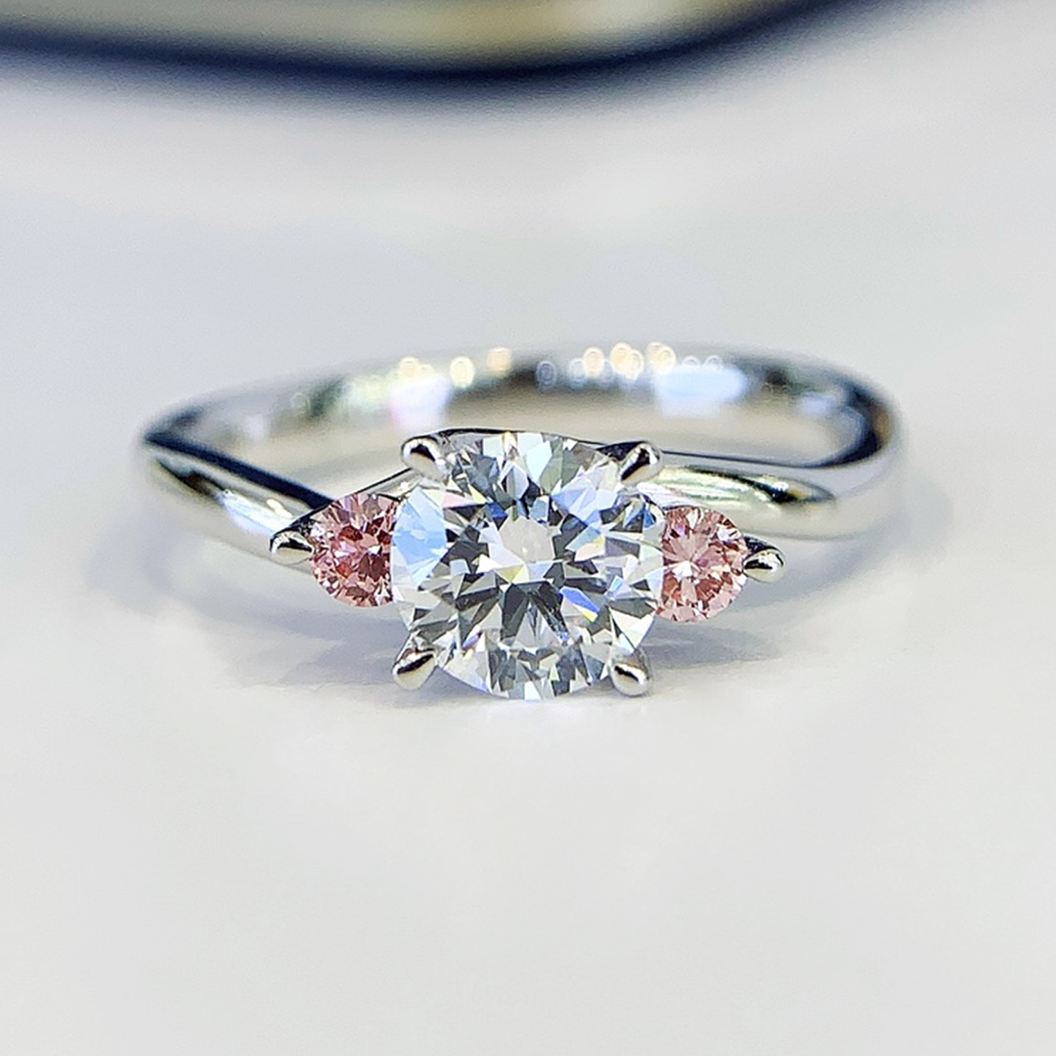 18K Gold Bypass Three Stones Round Cut Lab-Grown Diamond Engagament Ring