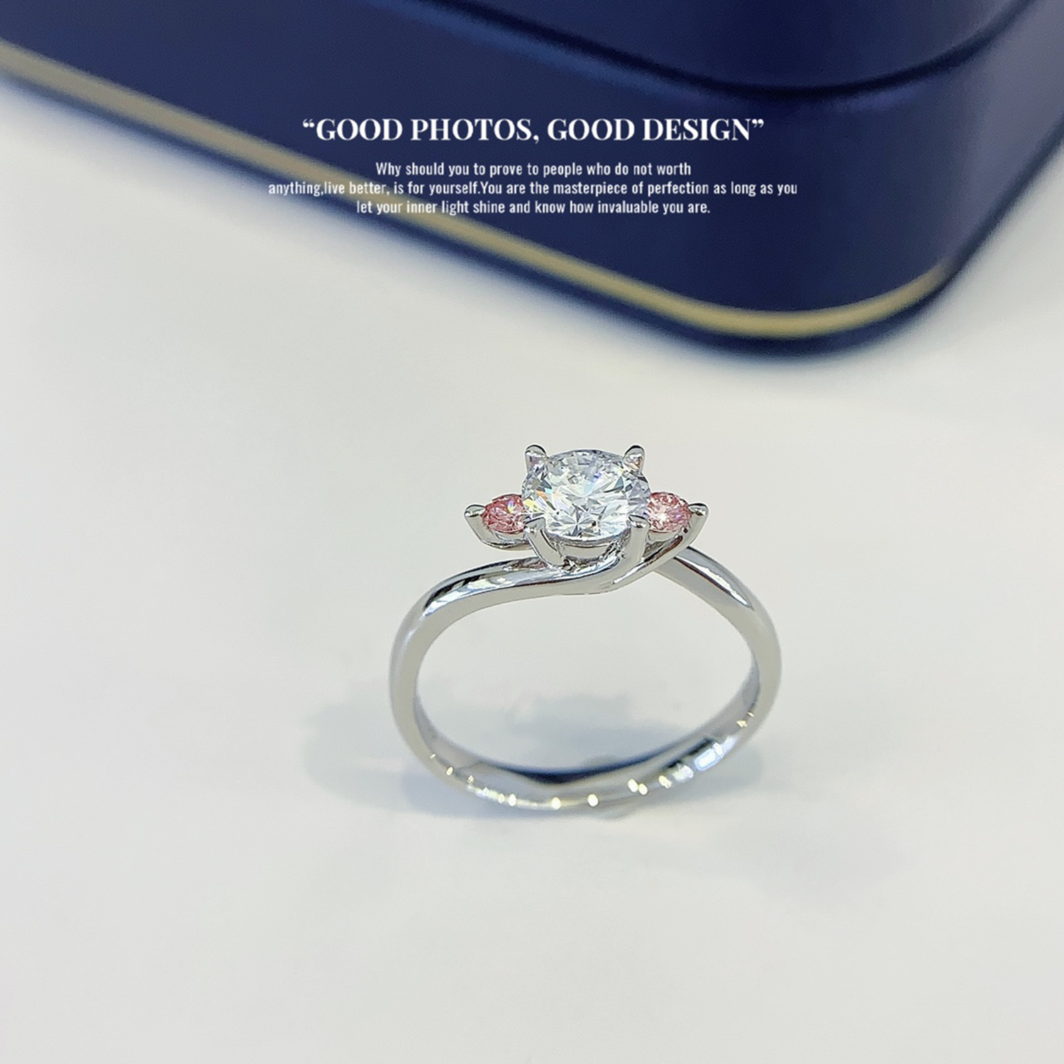 18K Gold Bypass Three Stones Round Cut Lab-Grown Diamond Engagament Ring