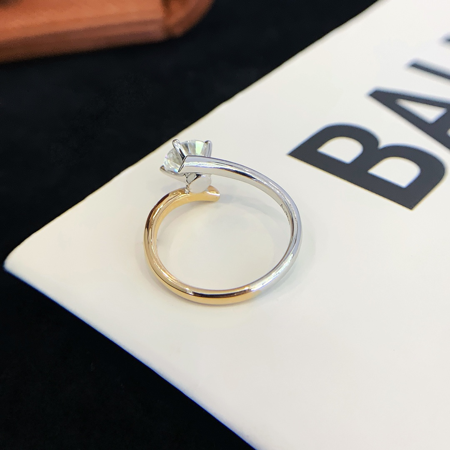 18K Gold Bypass Two Toned Round Cut Lab-Grown Diamond Engagament Ring