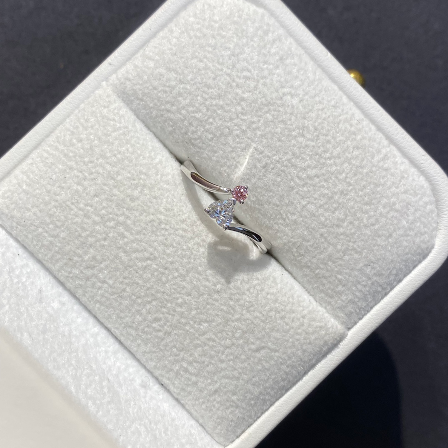 18K Gold Bypass White And Pink Lab-Grown Diamond Solitaire Engagement Ring
