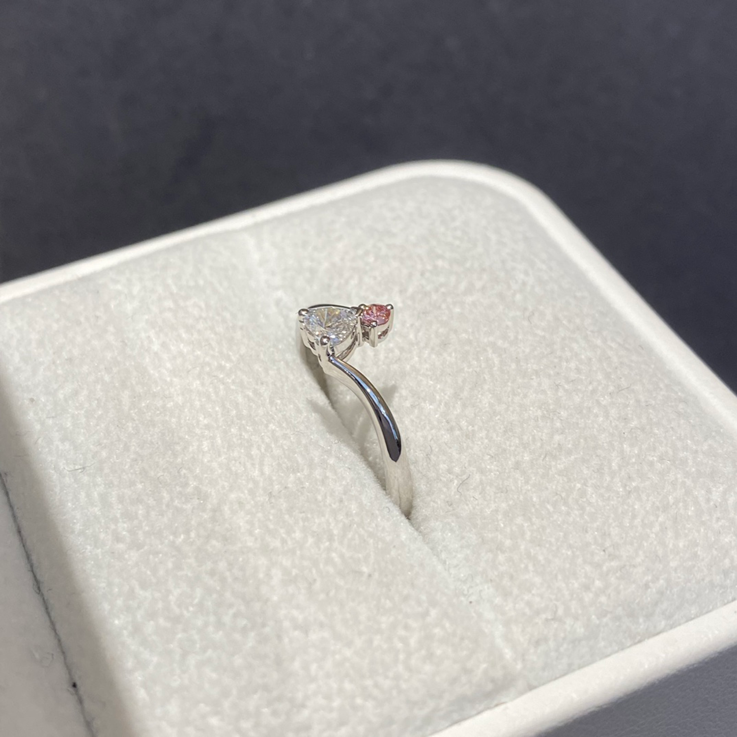 18K Gold Bypass White And Pink Lab-Grown Diamond Solitaire Engagement Ring