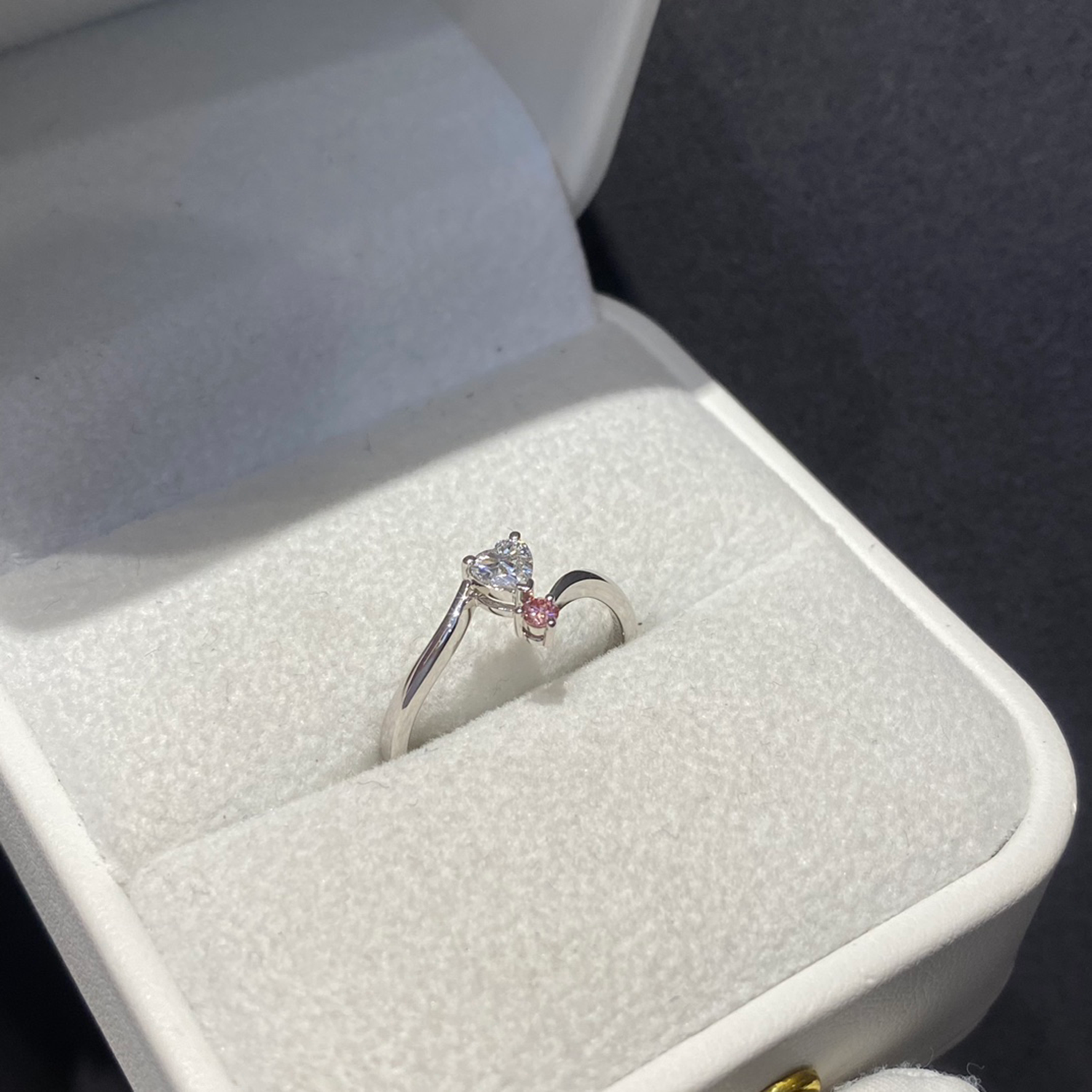 18K Gold Bypass White And Pink Lab-Grown Diamond Solitaire Engagement Ring