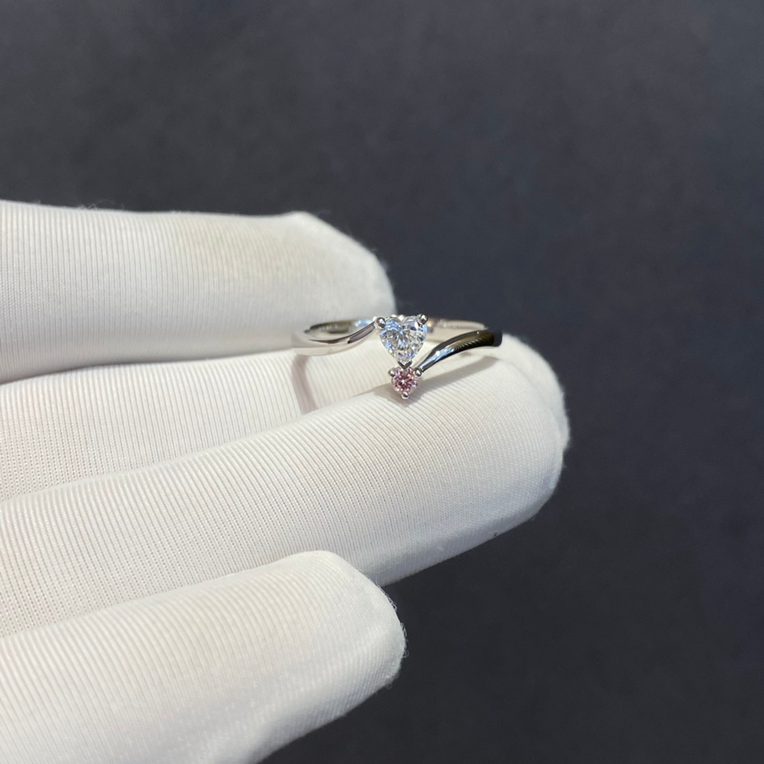 18K Gold Bypass White And Pink Lab-Grown Diamond Solitaire Engagement Ring