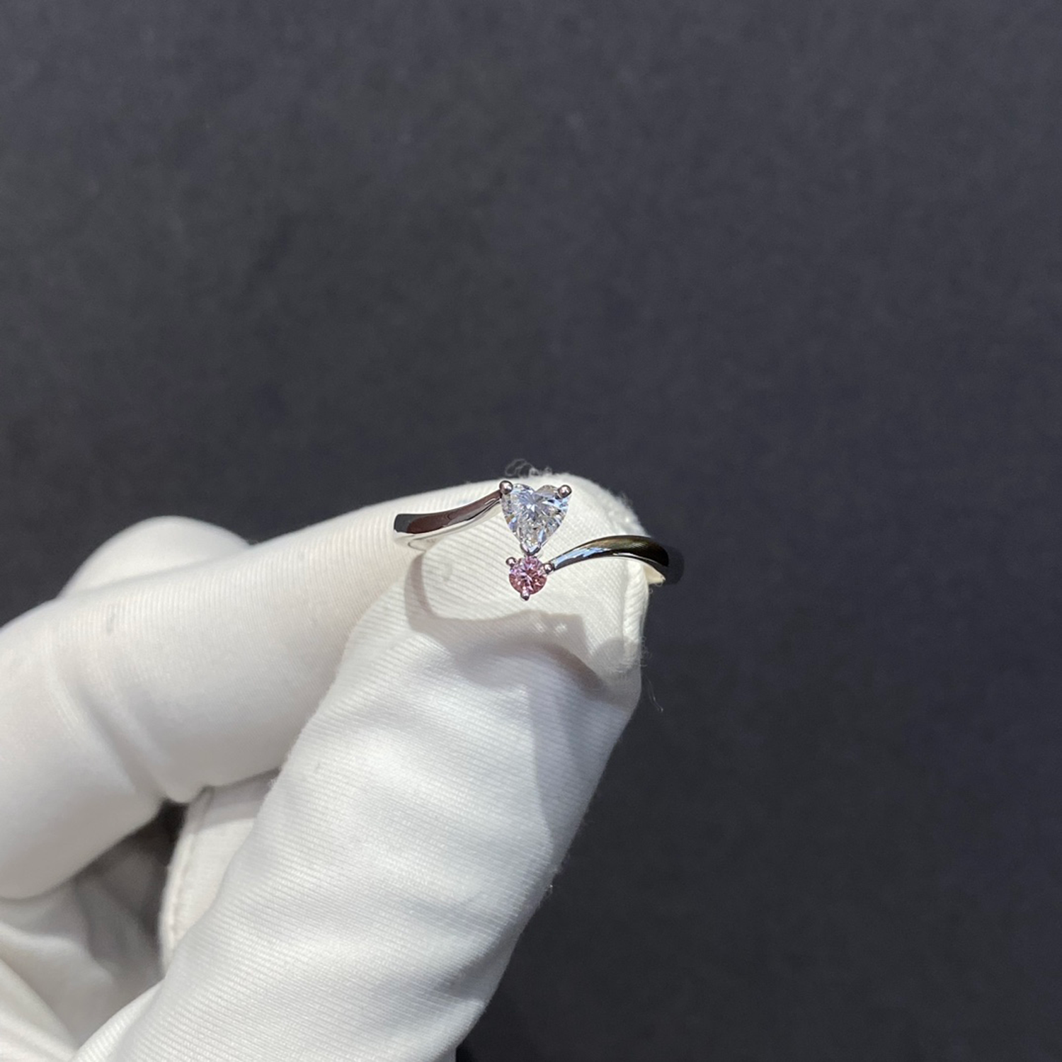 18K Gold Bypass White And Pink Lab-Grown Diamond Solitaire Engagement Ring