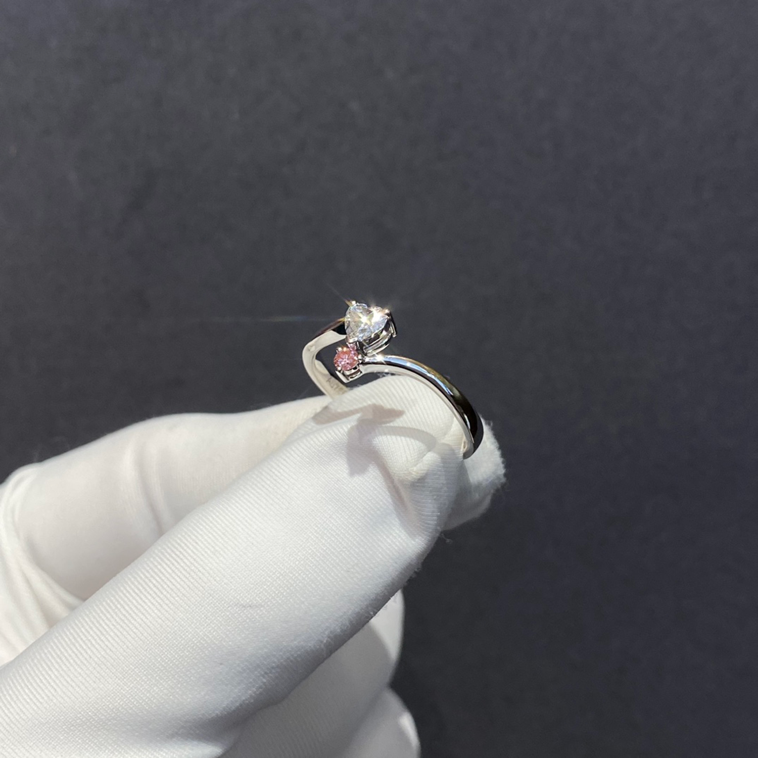 18K Gold Bypass White And Pink Lab-Grown Diamond Solitaire Engagement Ring