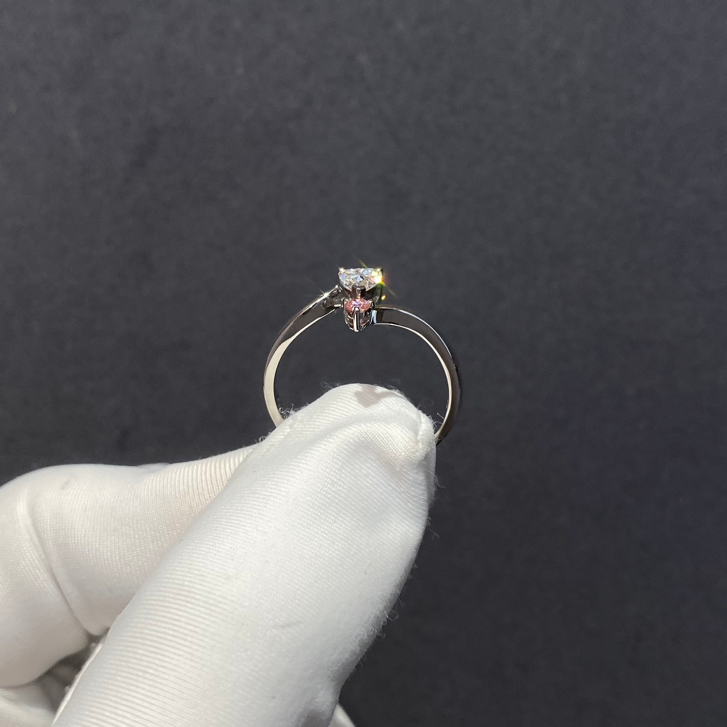 18K Gold Bypass White And Pink Lab-Grown Diamond Solitaire Engagement Ring