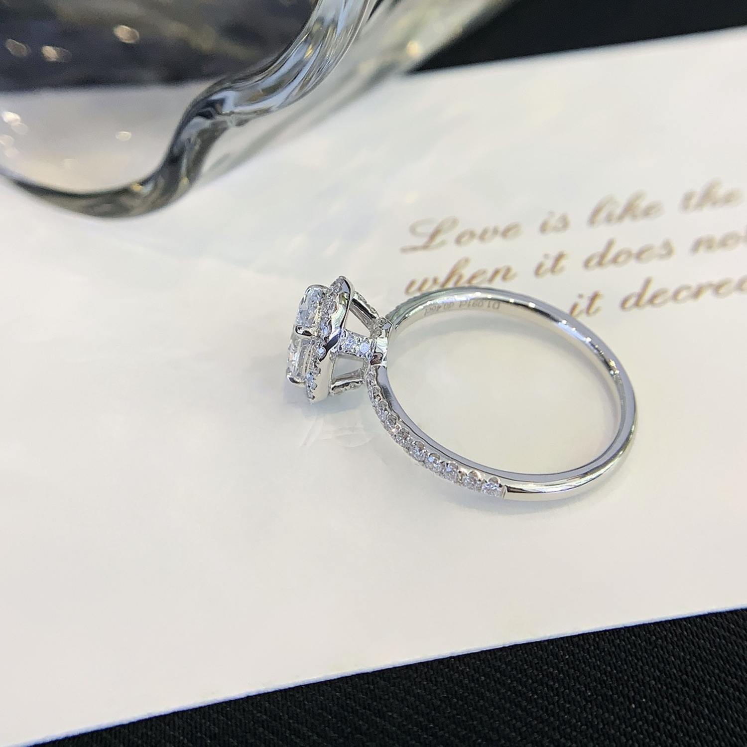 18K Gold Halo Oval Cut Lab-Grown Diamond Accent Engagament Ring