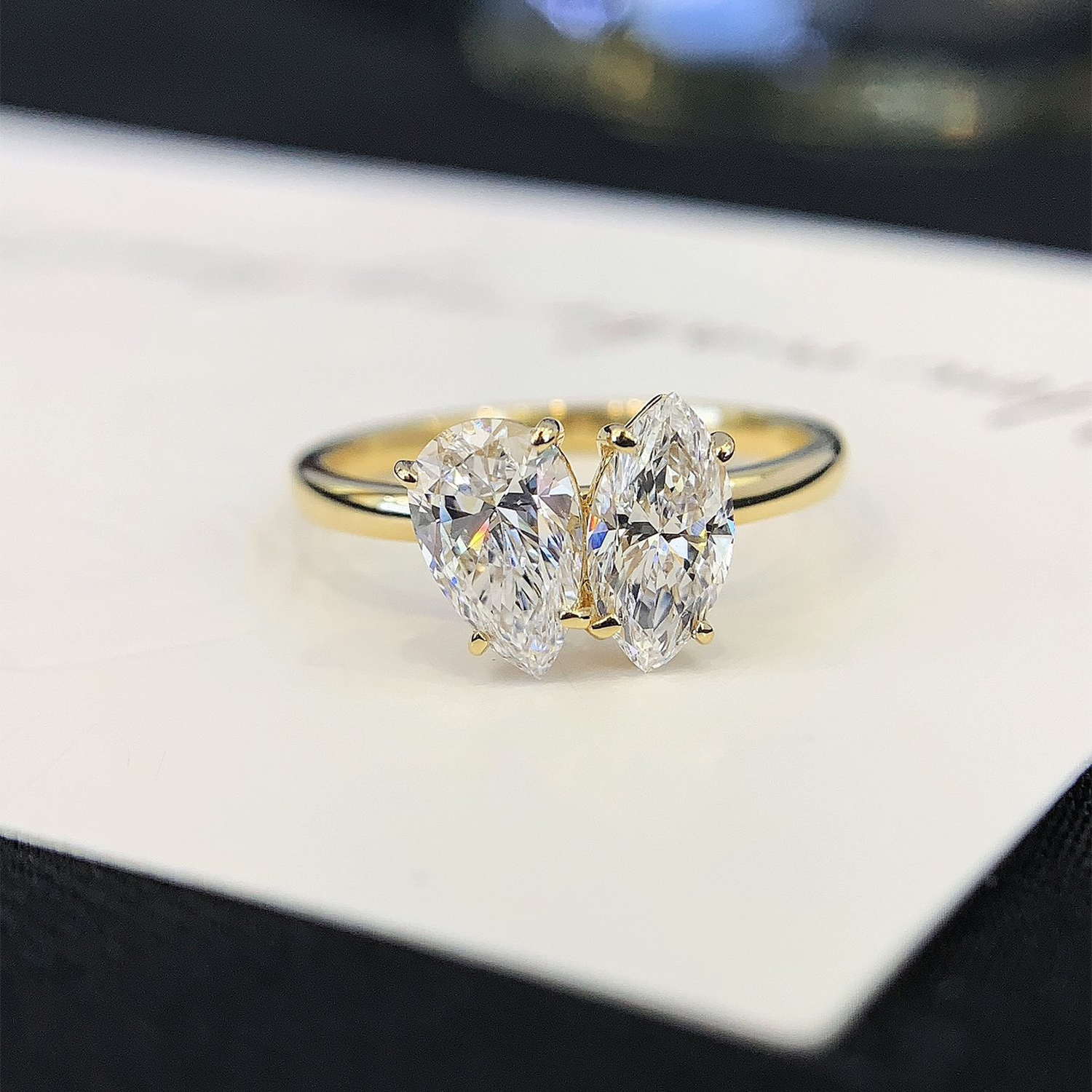 18K Gold Marquise And Pear Toi Et Moi Lab-Grown Diamond Engagament Ring