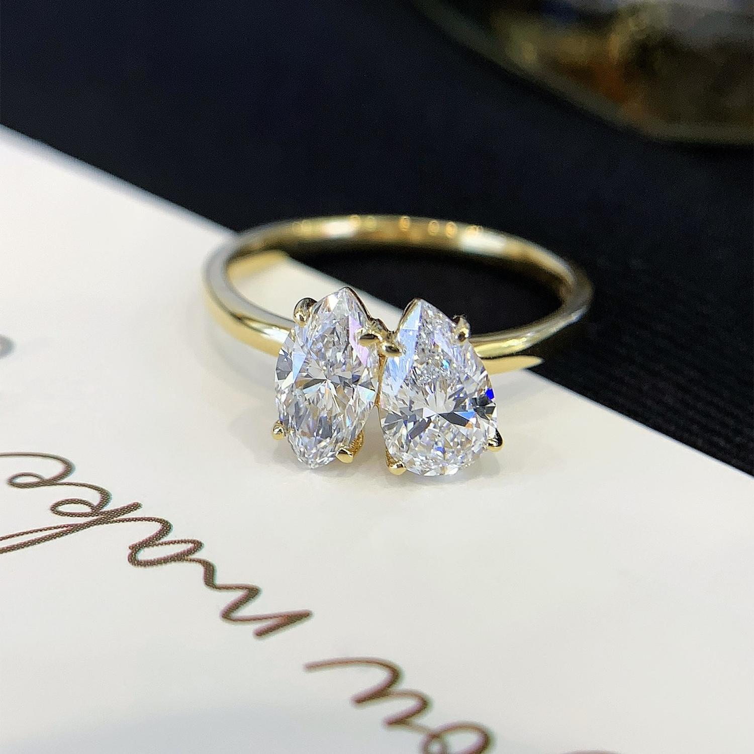 18K Gold Marquise And Pear Toi Et Moi Lab-Grown Diamond Engagament Ring