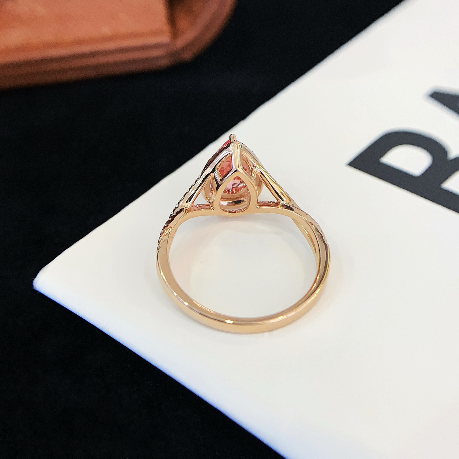 18K Gold Pear Cut Pink Sapphire Lab-Grown Diamond Engagement Ring