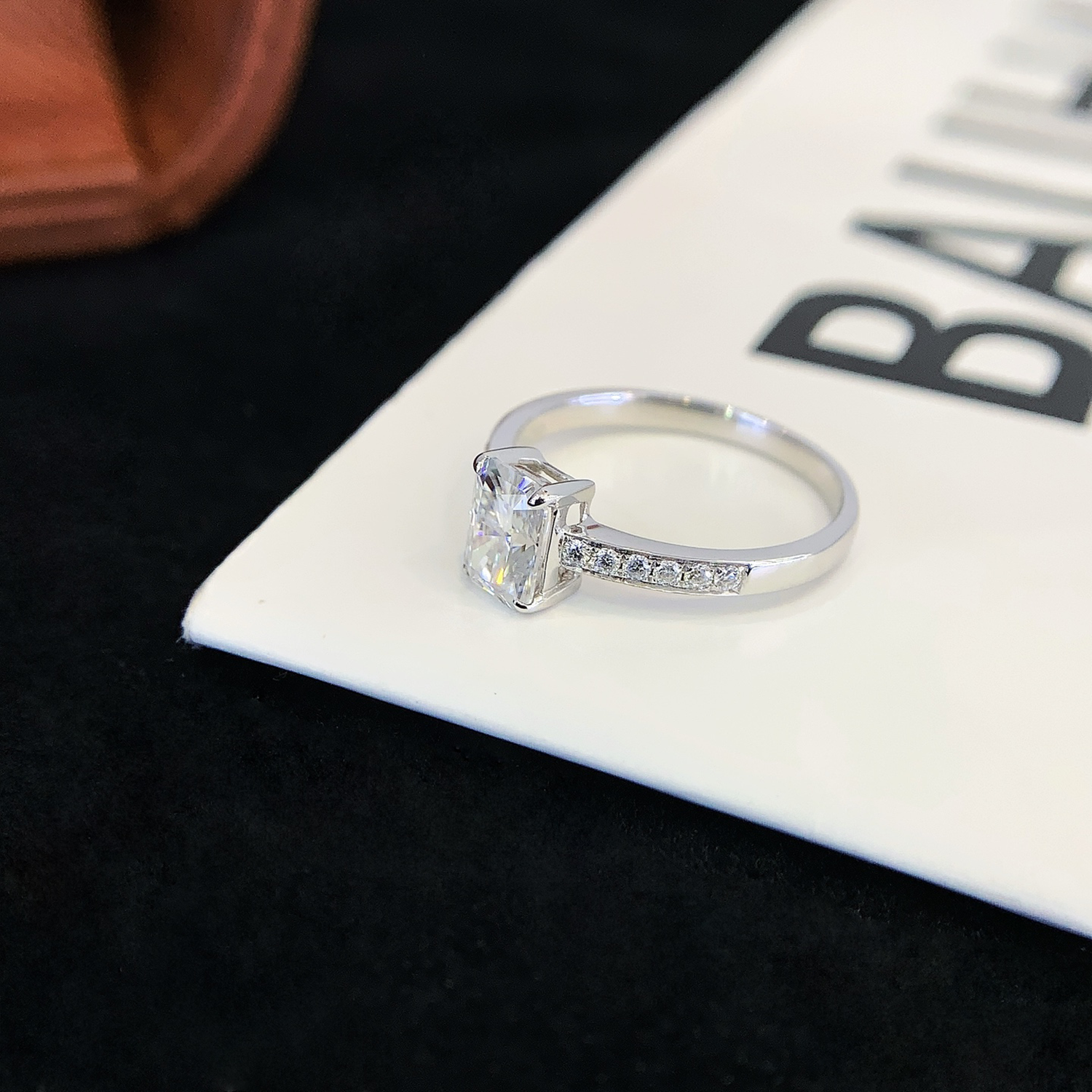 18K Gold Radiant Cut Lab-Grown Diamond Accent Engagement Ring