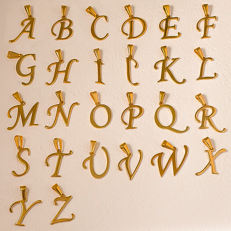 26 Letters Gold Plated A-Z Alphabet Pendant Charm Set