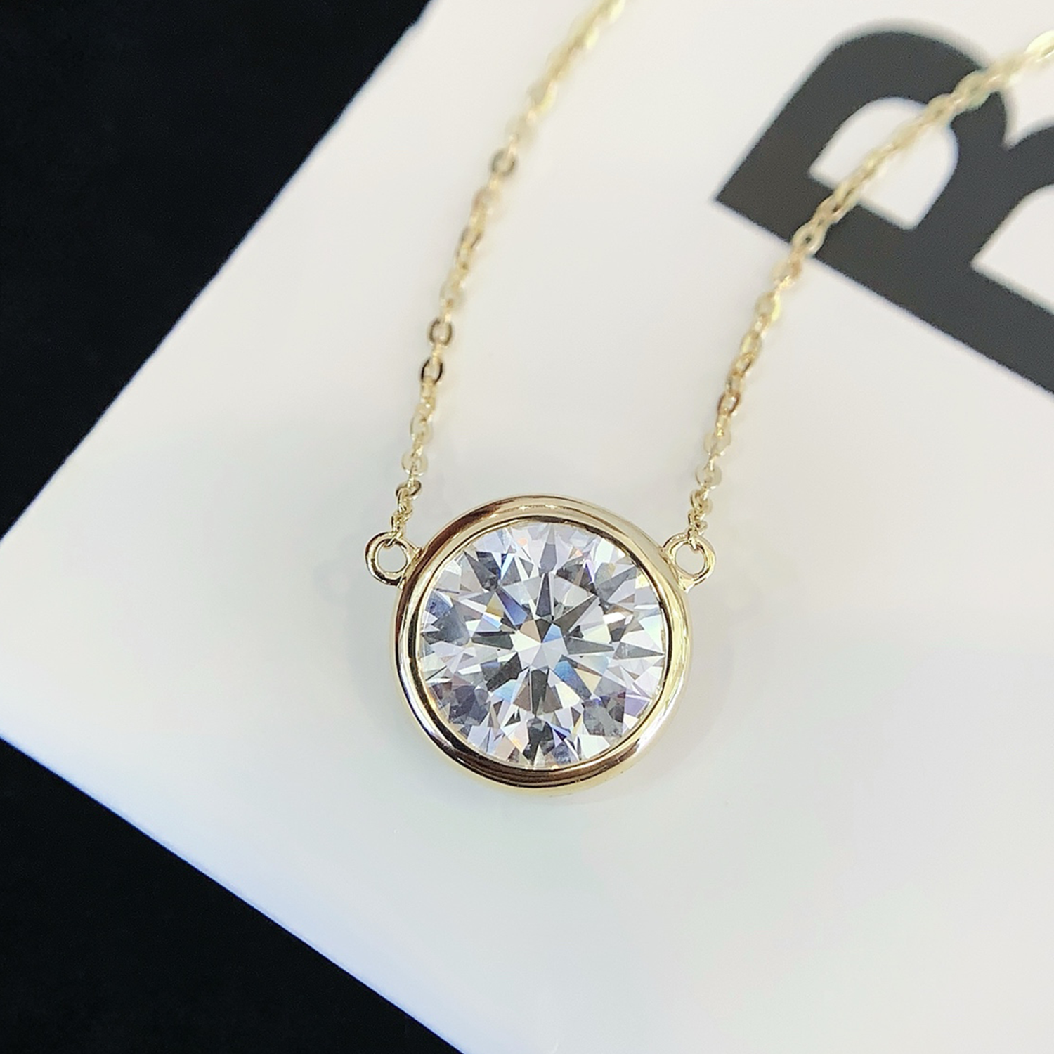 4.05 CT Round Cut Lab-Grown Diamond Bezel Necklace