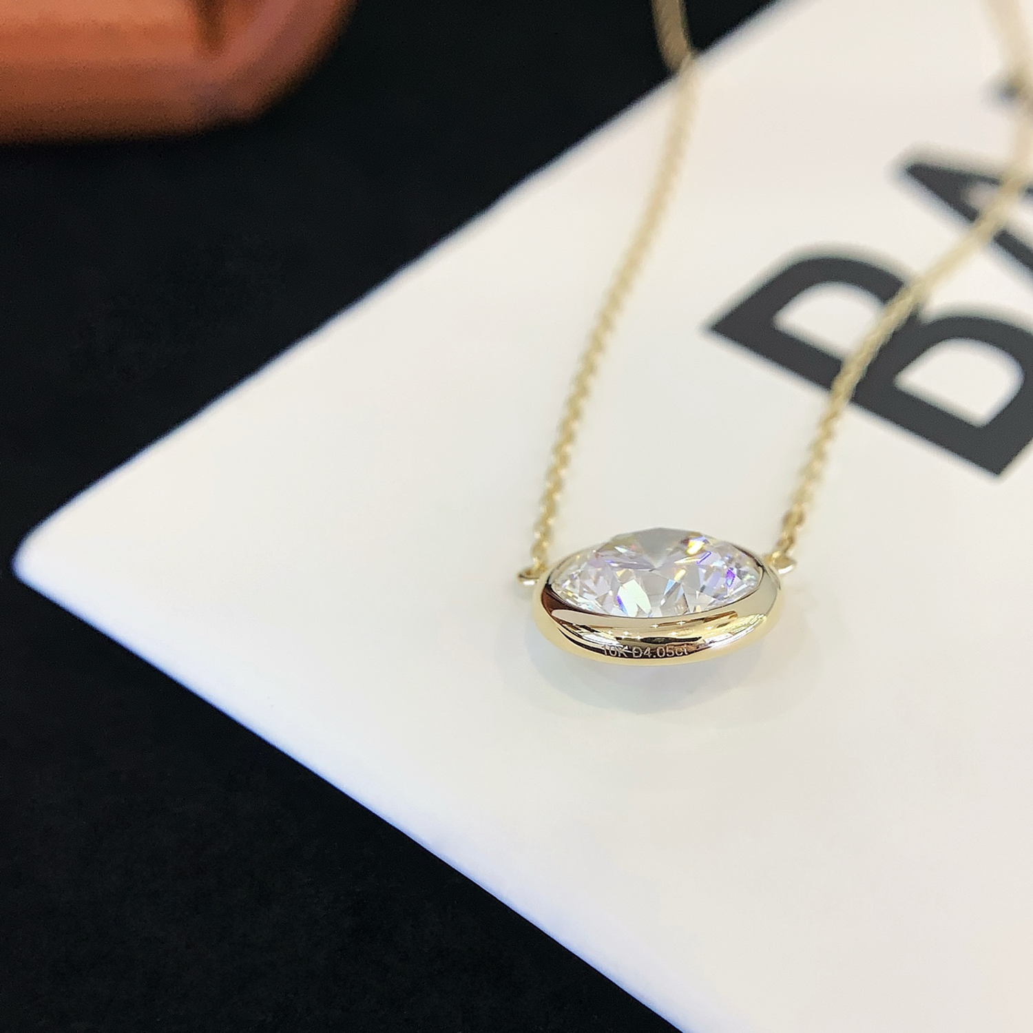 4.05 CT Round Cut Lab-Grown Diamond Bezel Necklace