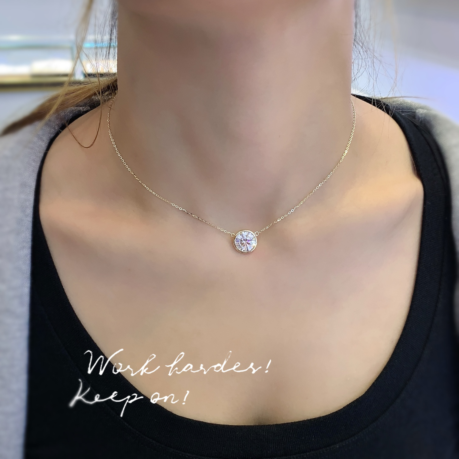 4.05 CT Round Cut Lab-Grown Diamond Bezel Necklace