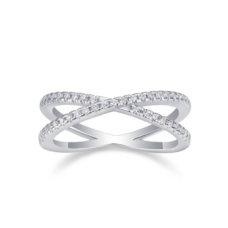 Round Cut Moissanite Cross X-Dainty Ring