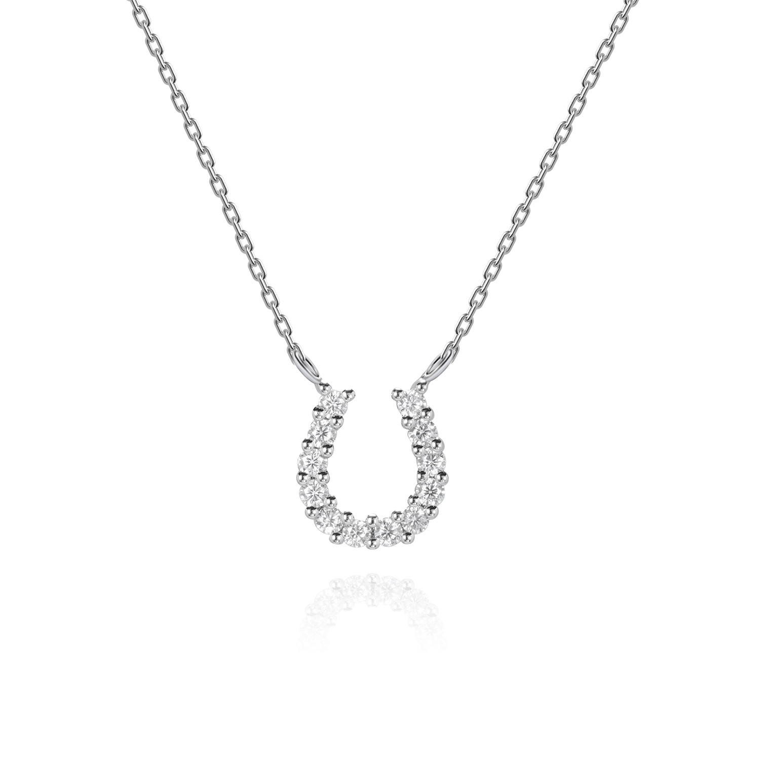 18K Gold Diamond Luckly Horse Shoe Necklace