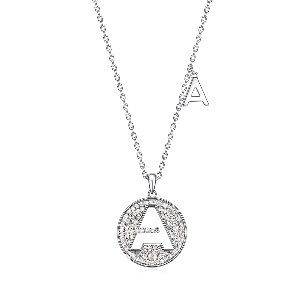 14K Gold Plated Moissanite Letters Sparkle Pendant