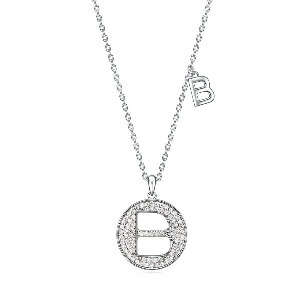 14K Gold Plated Moissanite Letters Sparkle Pendant