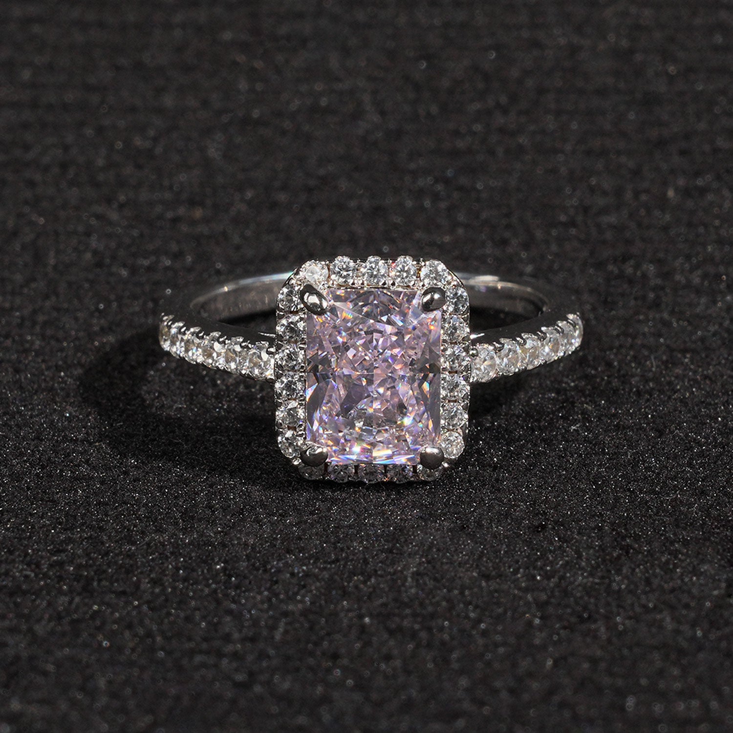 2CT Crushed Ice Cutting luxury Lively Pink Simulated Diamond Ring