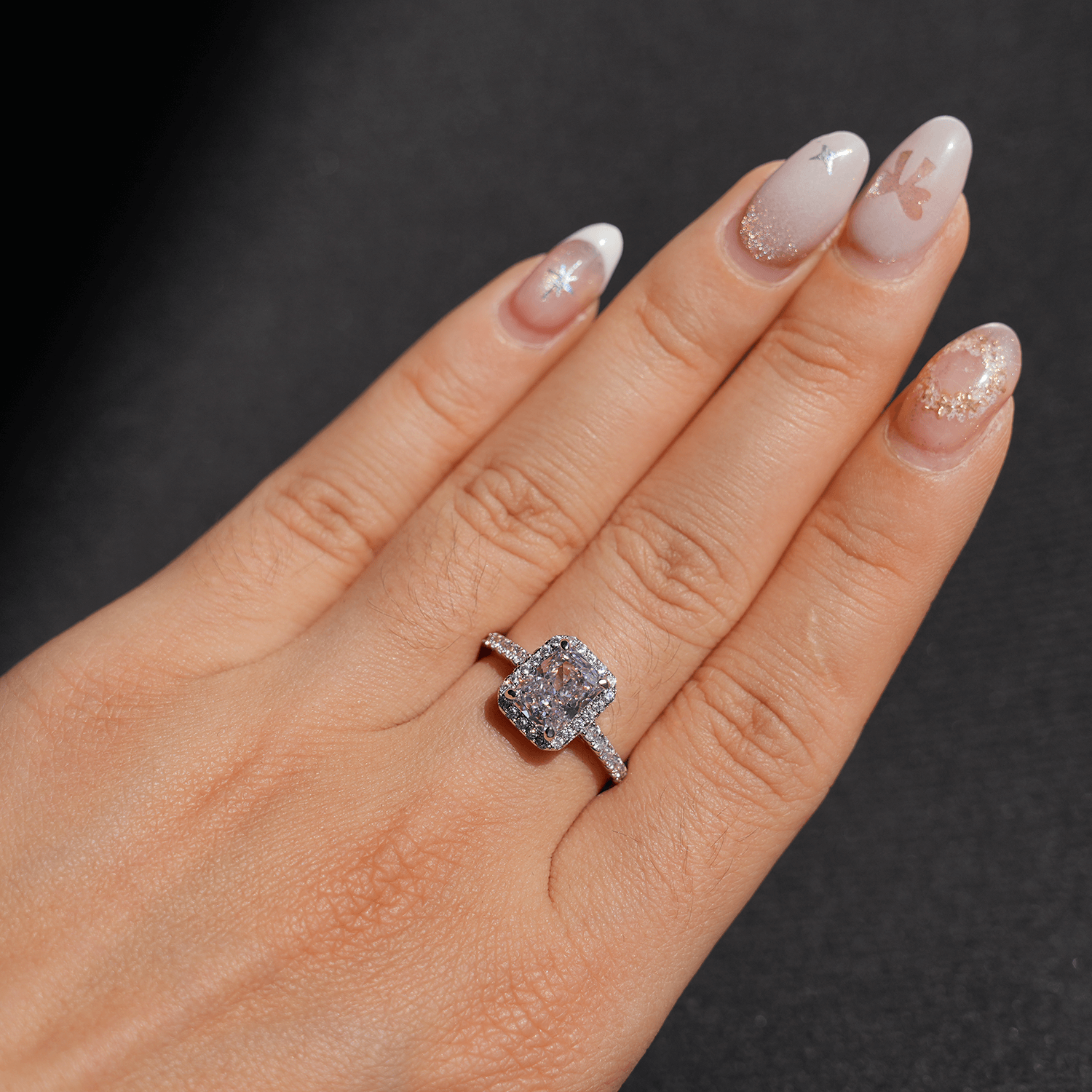 2CT Crushed Ice Cutting luxury Lively Pink Simulated Diamond Ring