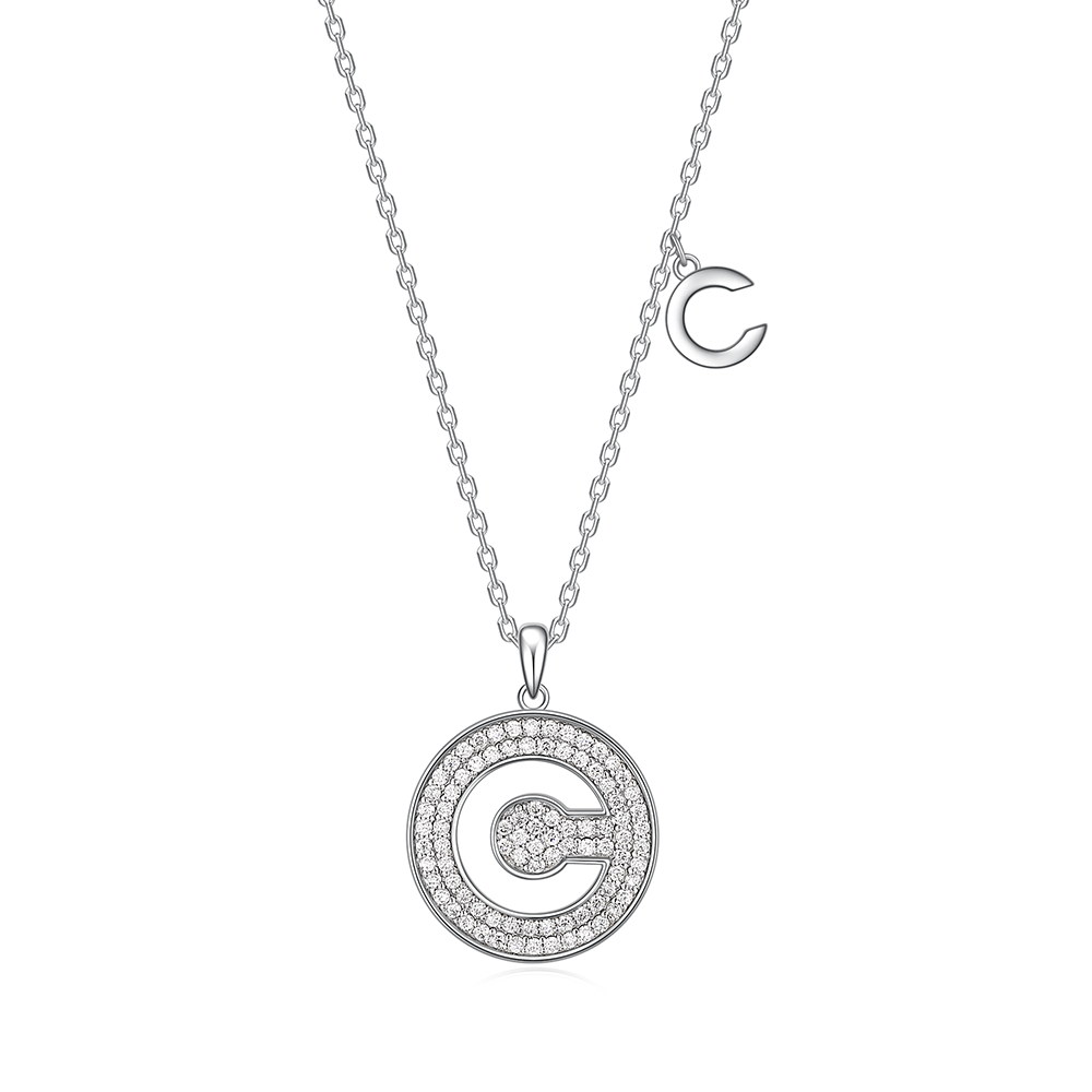 14K Gold Plated Moissanite Letters Sparkle Pendant