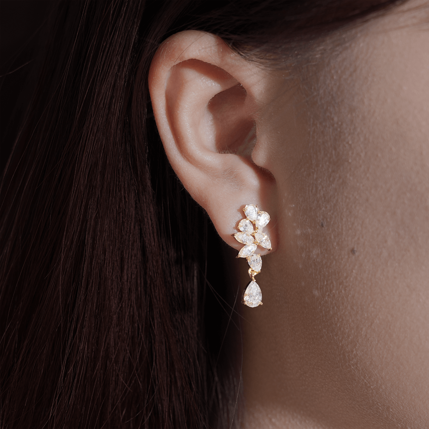 Pear-Shaped Marquise-Pattern Shining Moissanite Eardrop Earrings