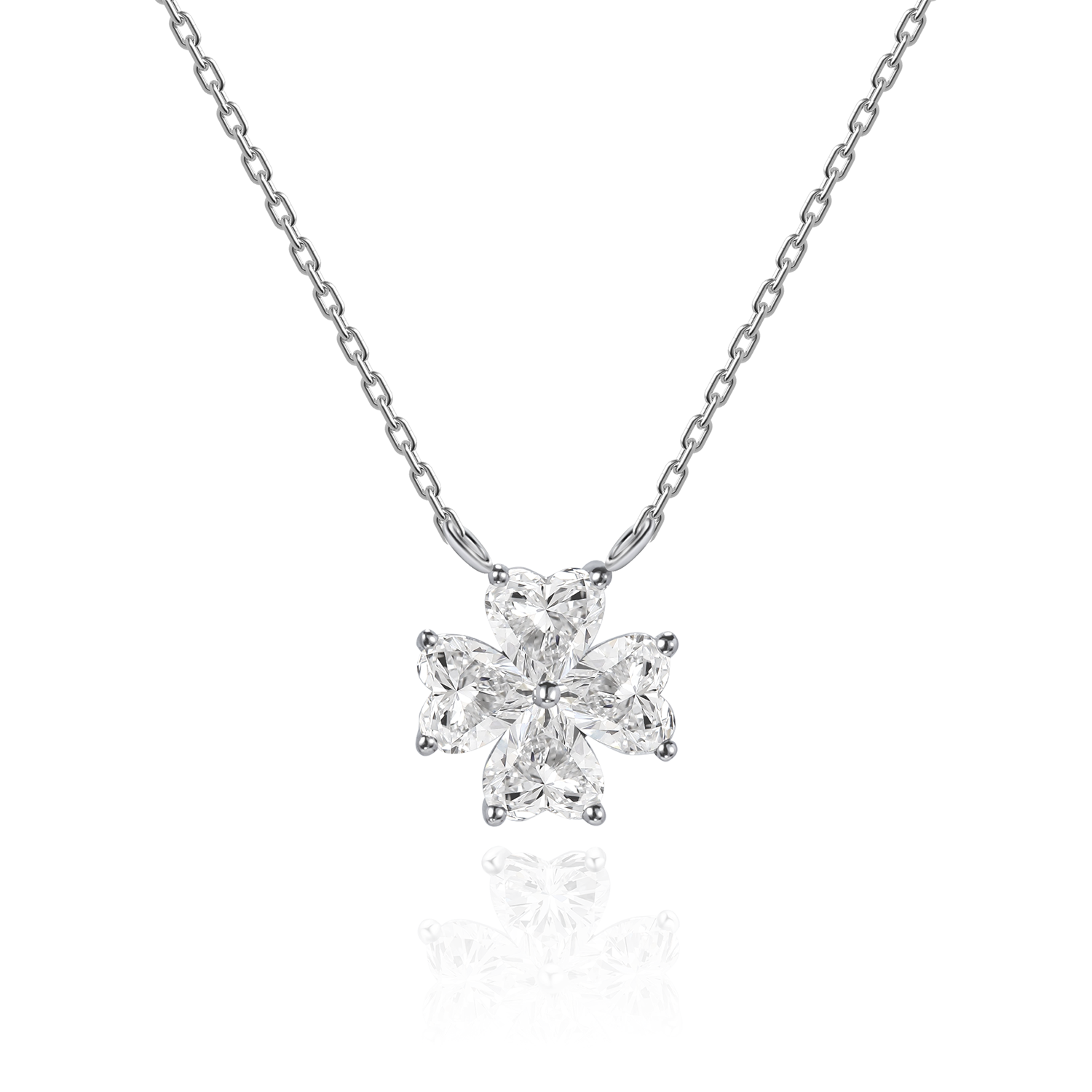 4 leafs Lab grown diamond necklace