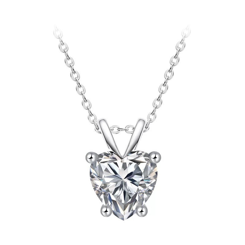14K Gold Plated 1CT Heart Shaped Moissanite Solitaire Necklace