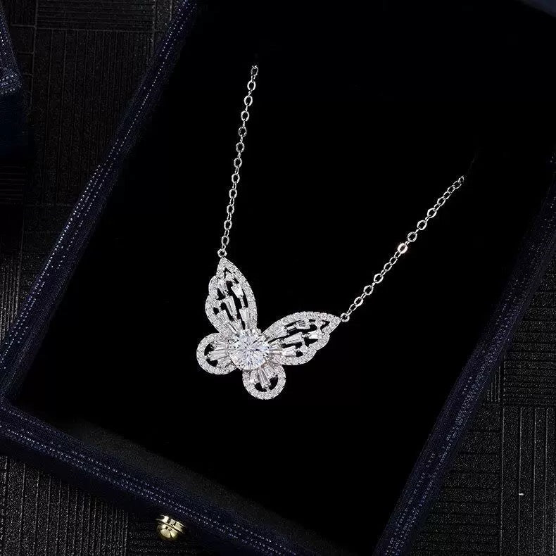 14K Gold Plated Shimmering Butterfly Moissanite Necklace