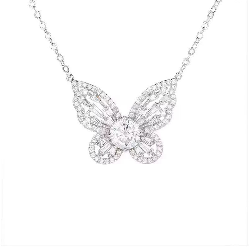 14K Gold Plated Shimmering Butterfly Moissanite Necklace