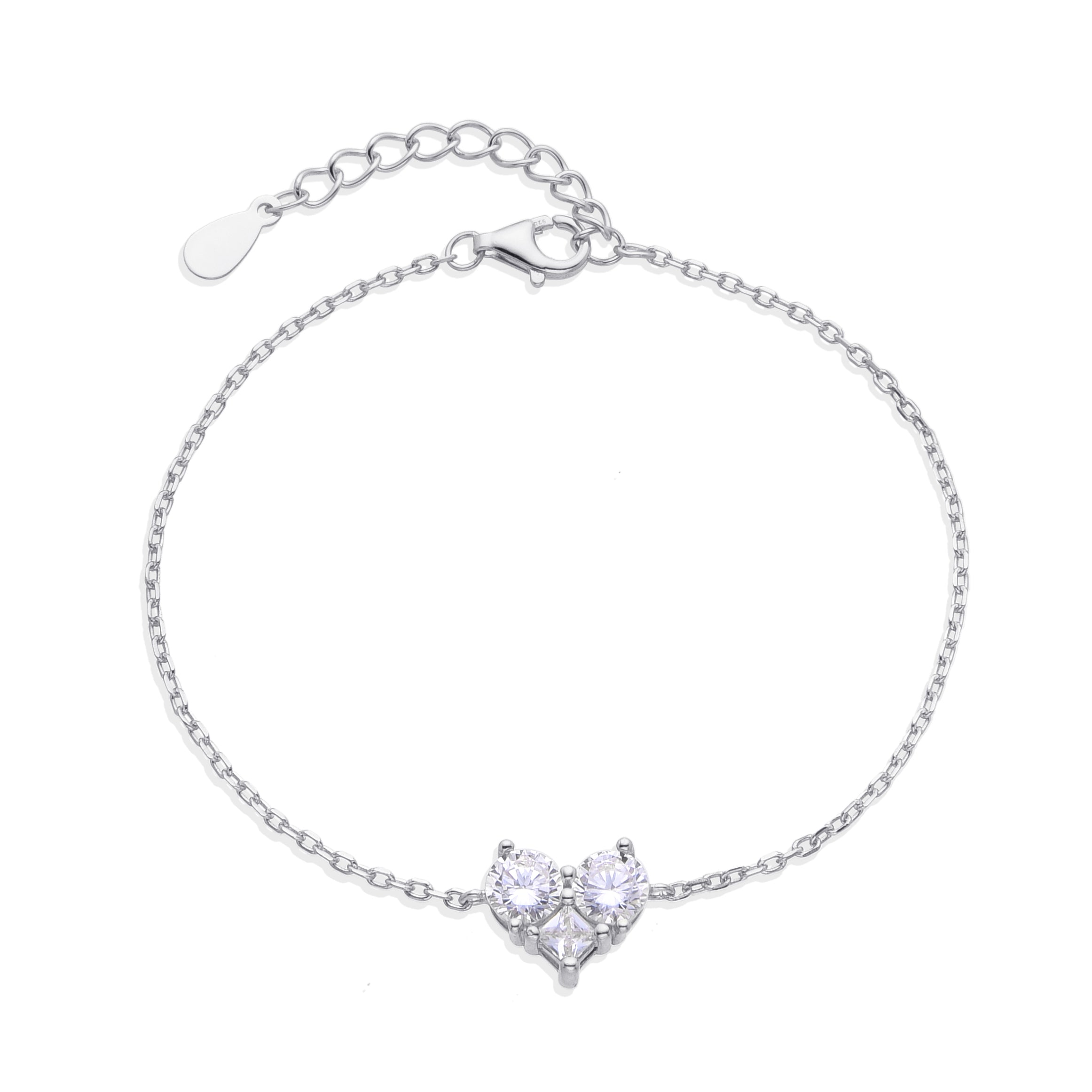 Heart-Shaped Moissanite Main Stone Bracelet