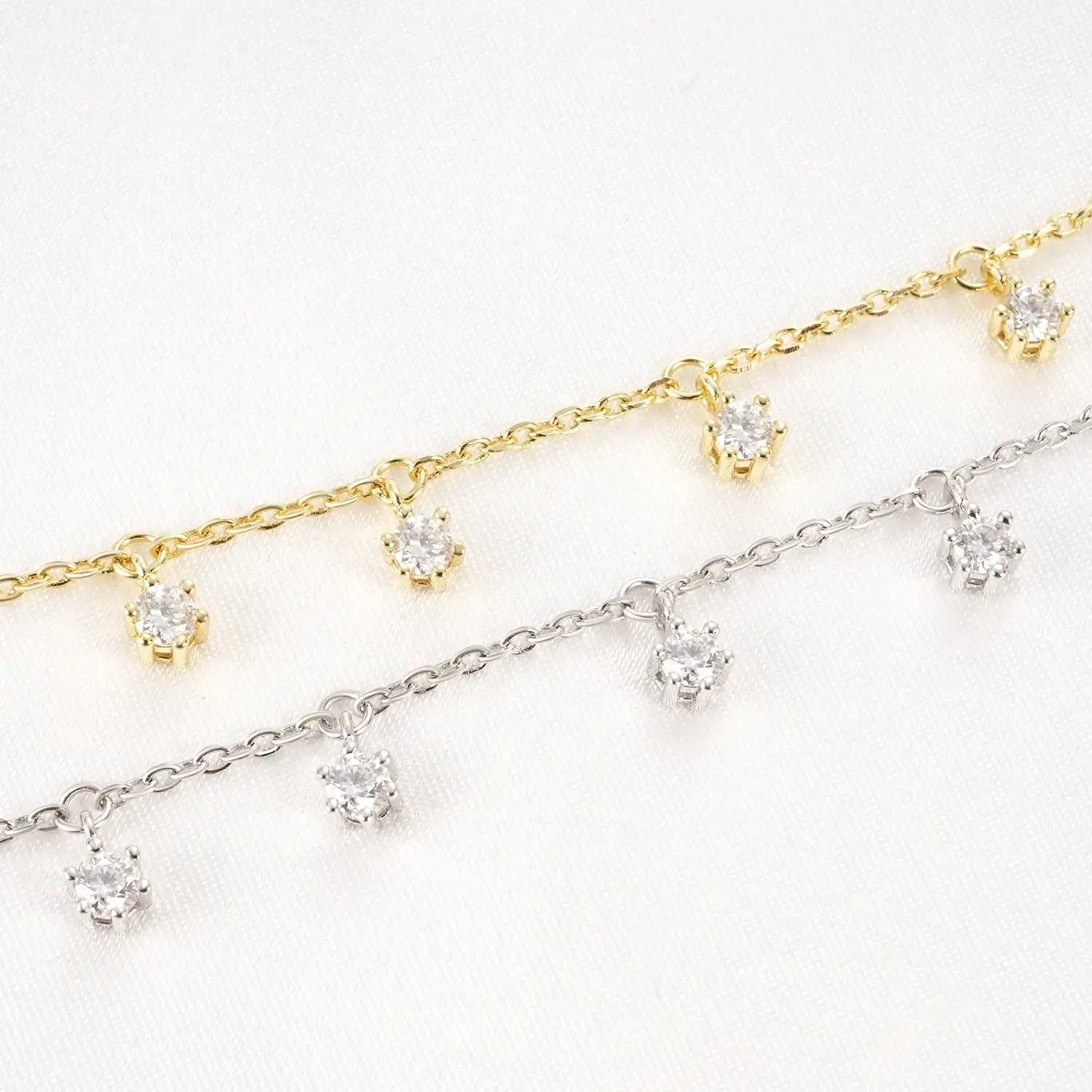 Moissanite Diamond Dangle Station Bracelet