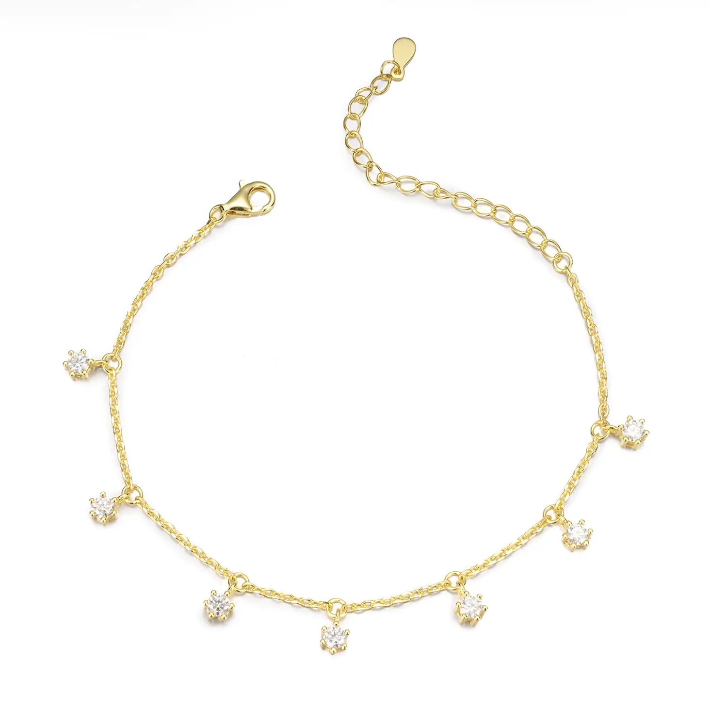 Moissanite Diamond Dangle Station Bracelet