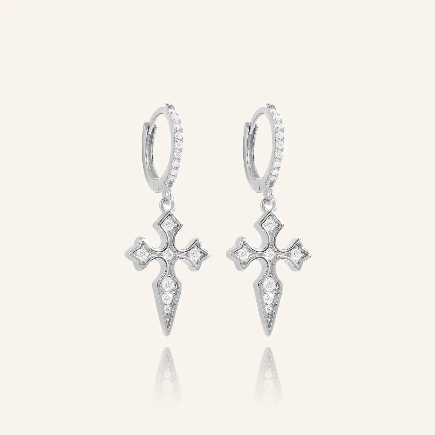 Cross Design Moissanite Hoop Earrings
