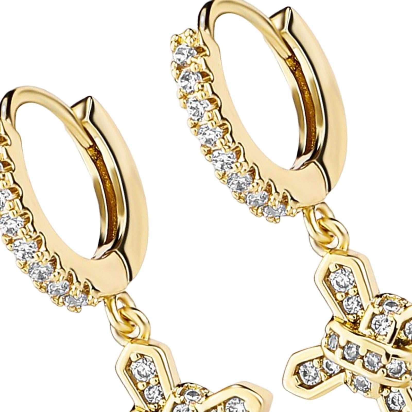 Luxe Cross Design Moissanite Hoop Earrings