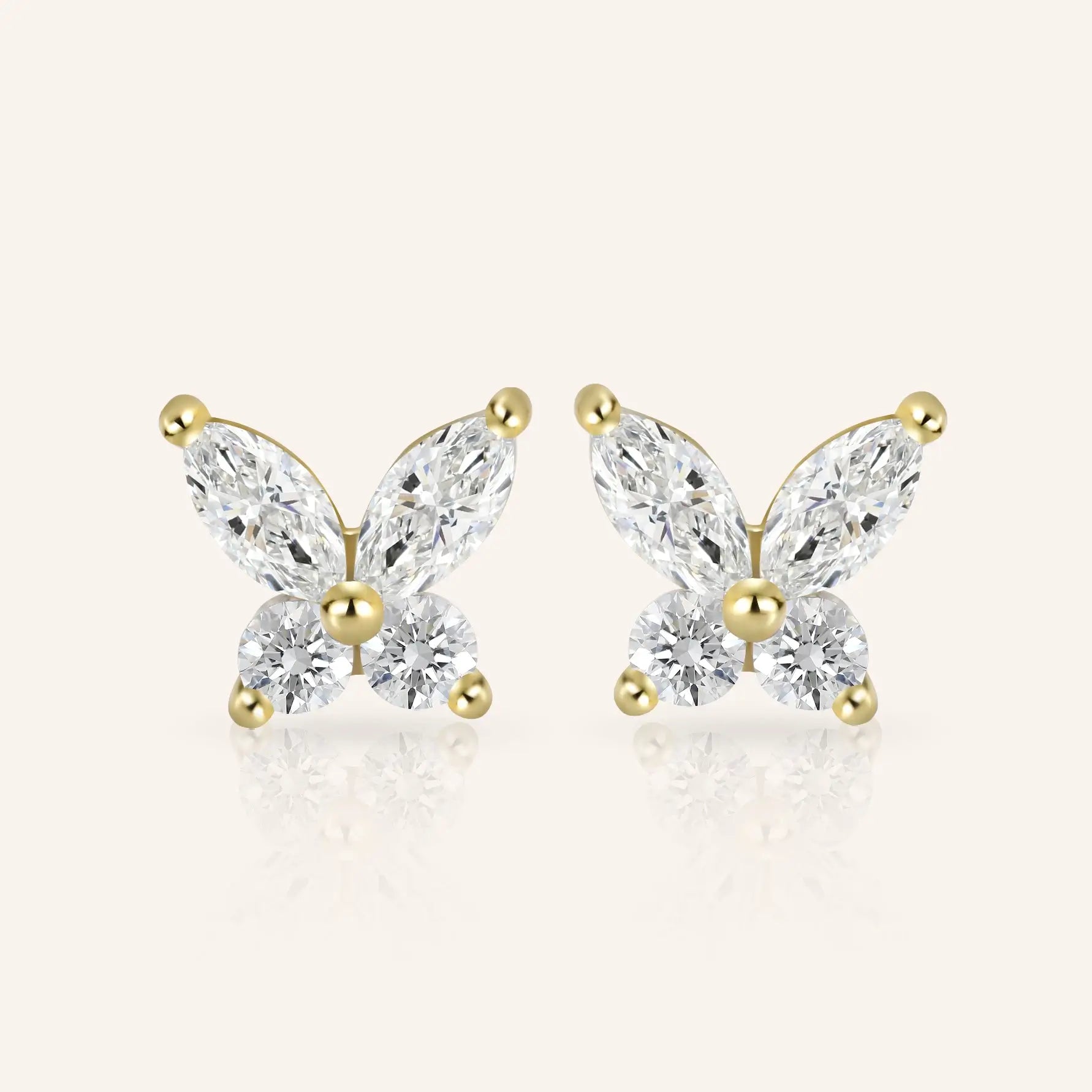 14K Gold Plated Classic Butterfly Moissanite Stud Earring