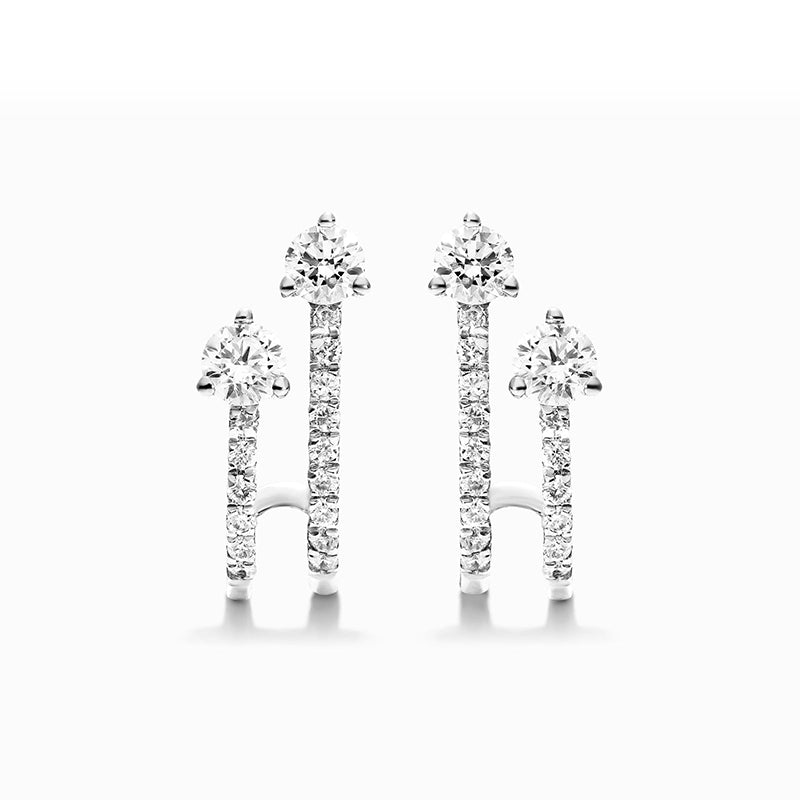 Two Row Pavé Moissanite Stars Stud Earrings