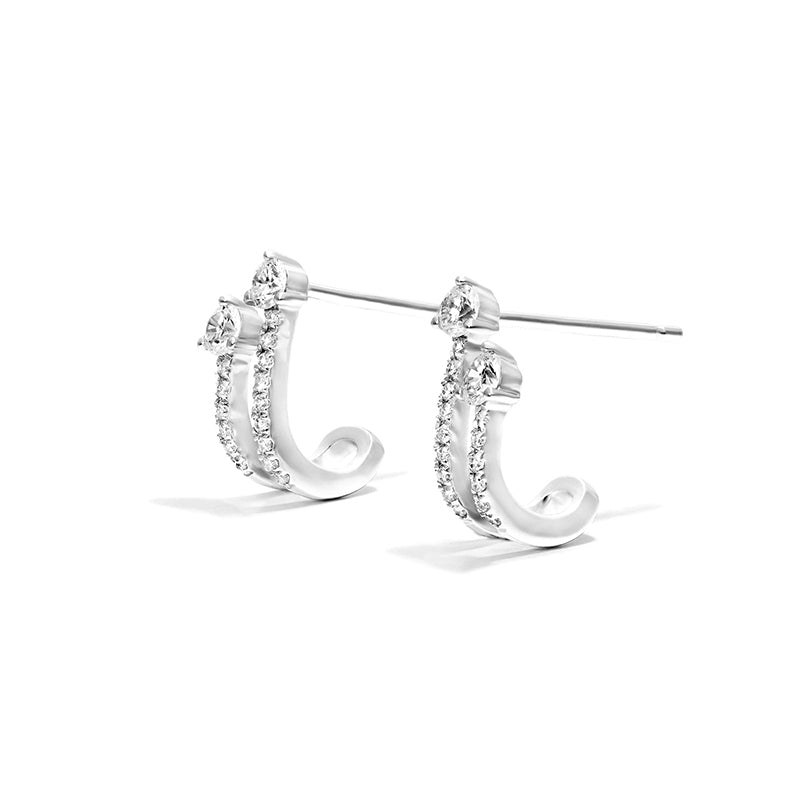 Two Row Pavé Moissanite Stars Stud Earrings