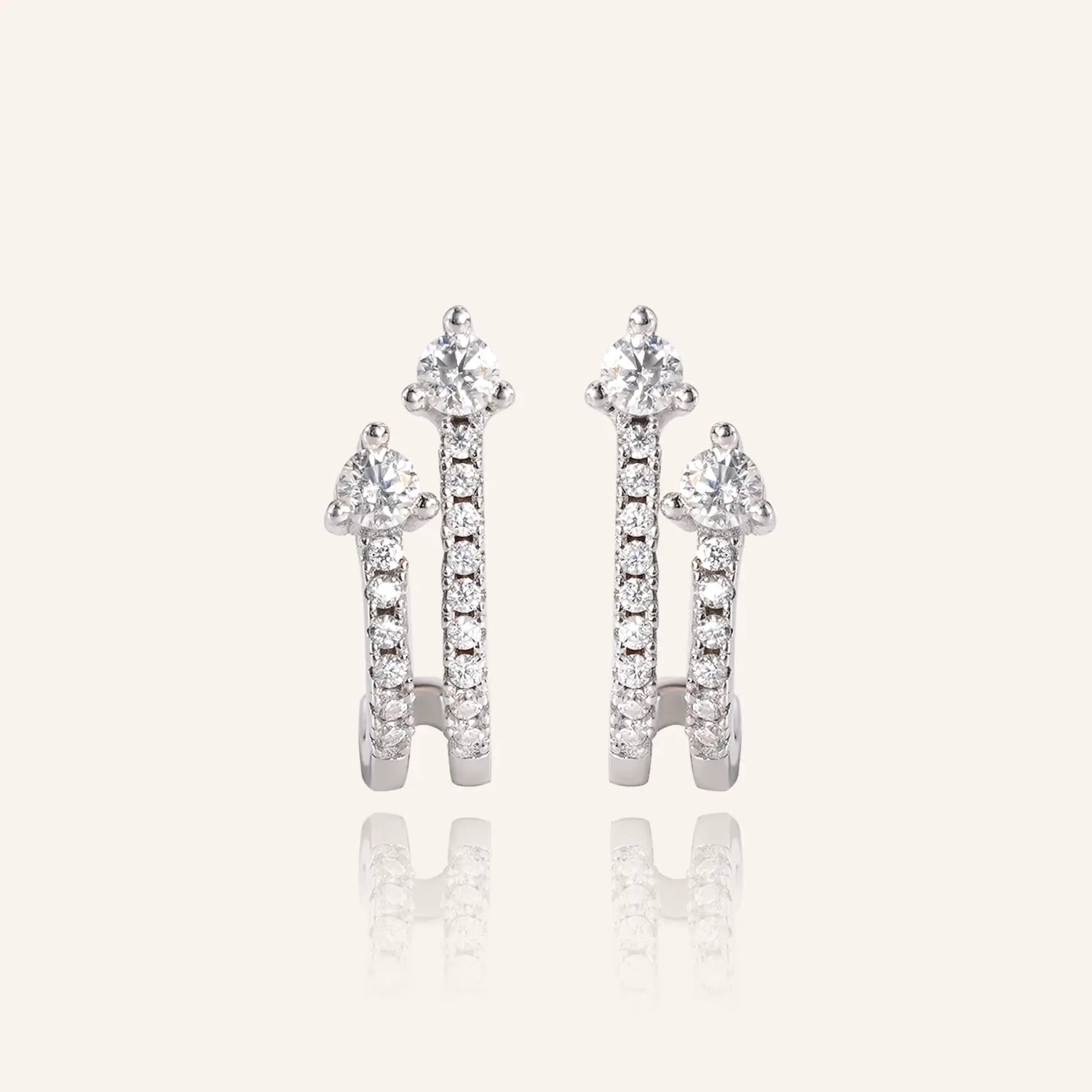 Two Row Pavé Moissanite Stars Stud Earrings