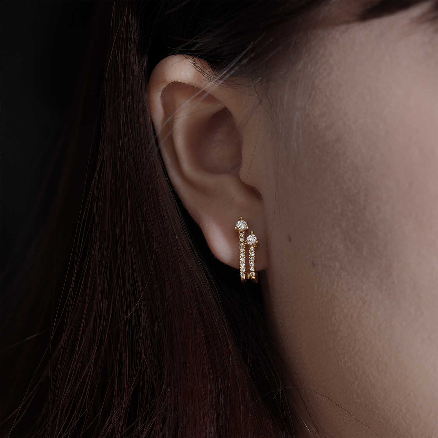 Two Row Pavé Moissanite Stars Stud Earrings