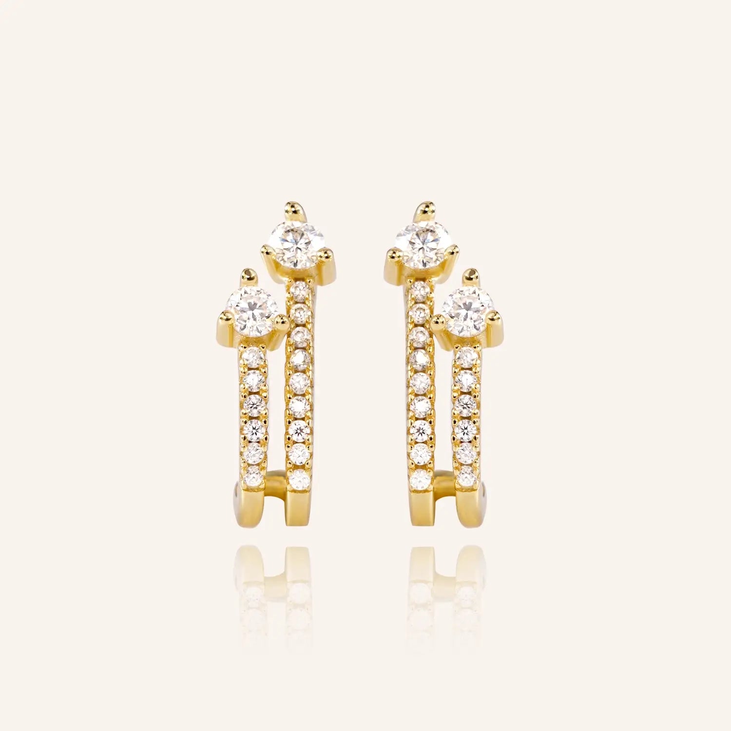 Two Row Pavé Moissanite Stars Stud Earrings