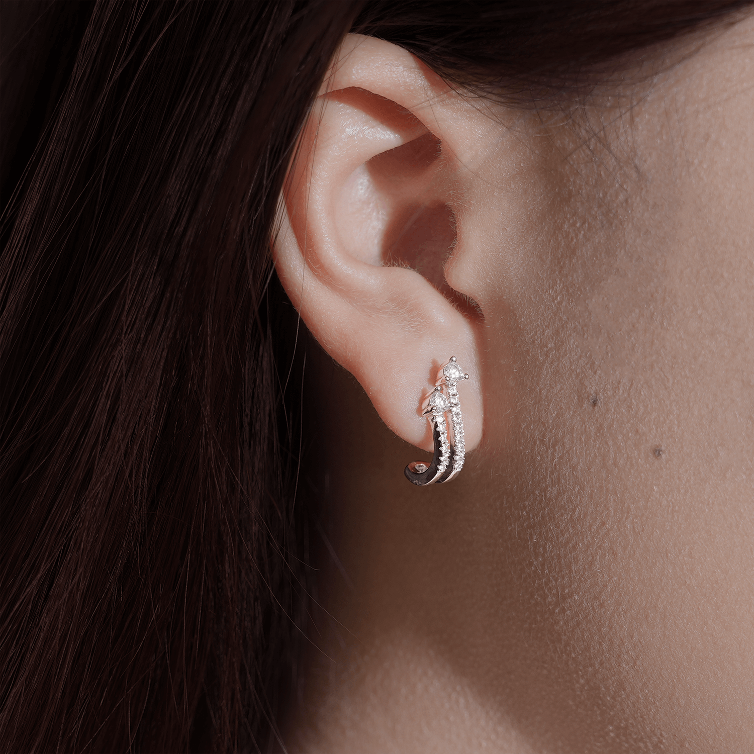 Two Row Pavé Moissanite Stars Stud Earrings