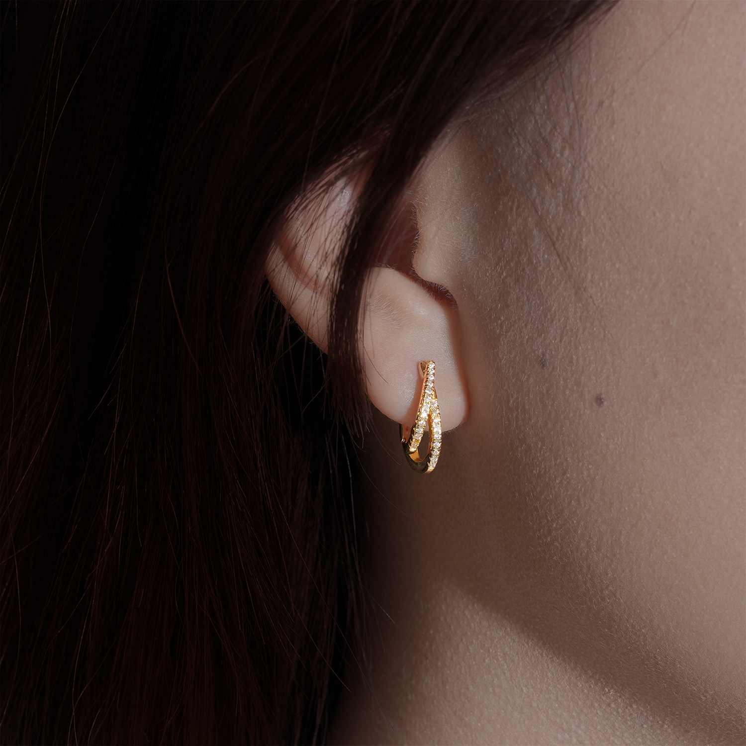 Criss-Cross Moissanite Hoop Earrings