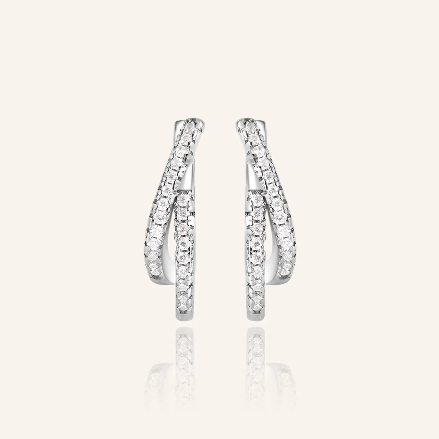 Criss-Cross Moissanite Hoop Earrings