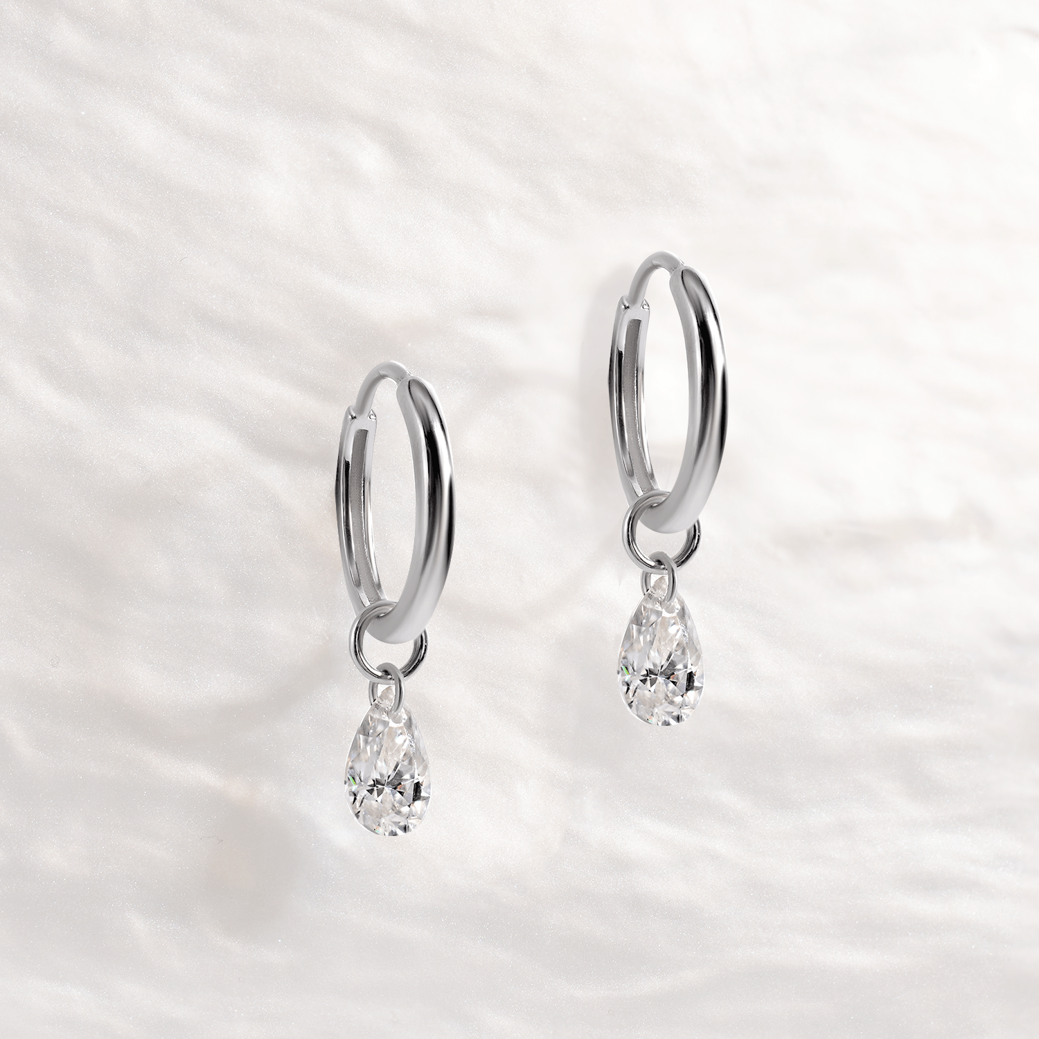 Classic Pear Moissanite Hoop Earrings 2.5 T.W.ct