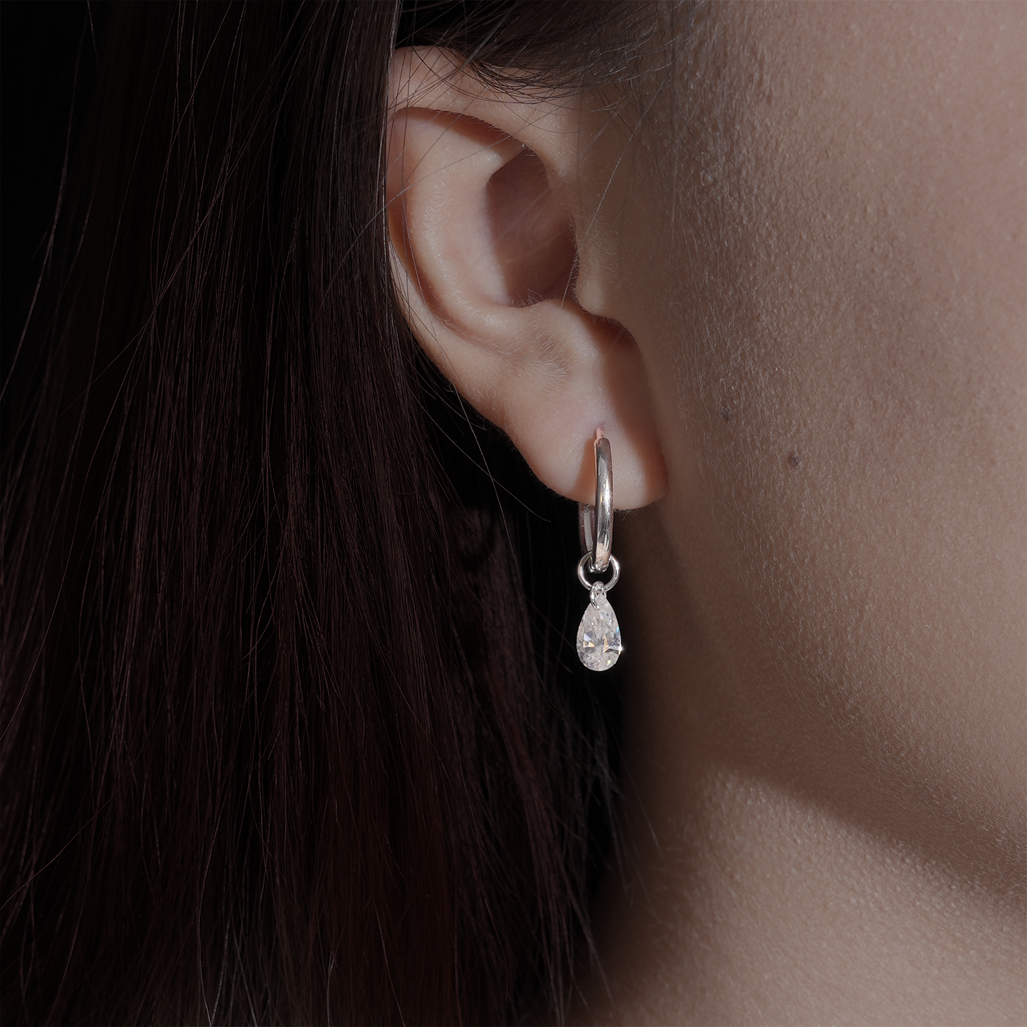 Classic Pear Moissanite Hoop Earrings 2.5 T.W.ct