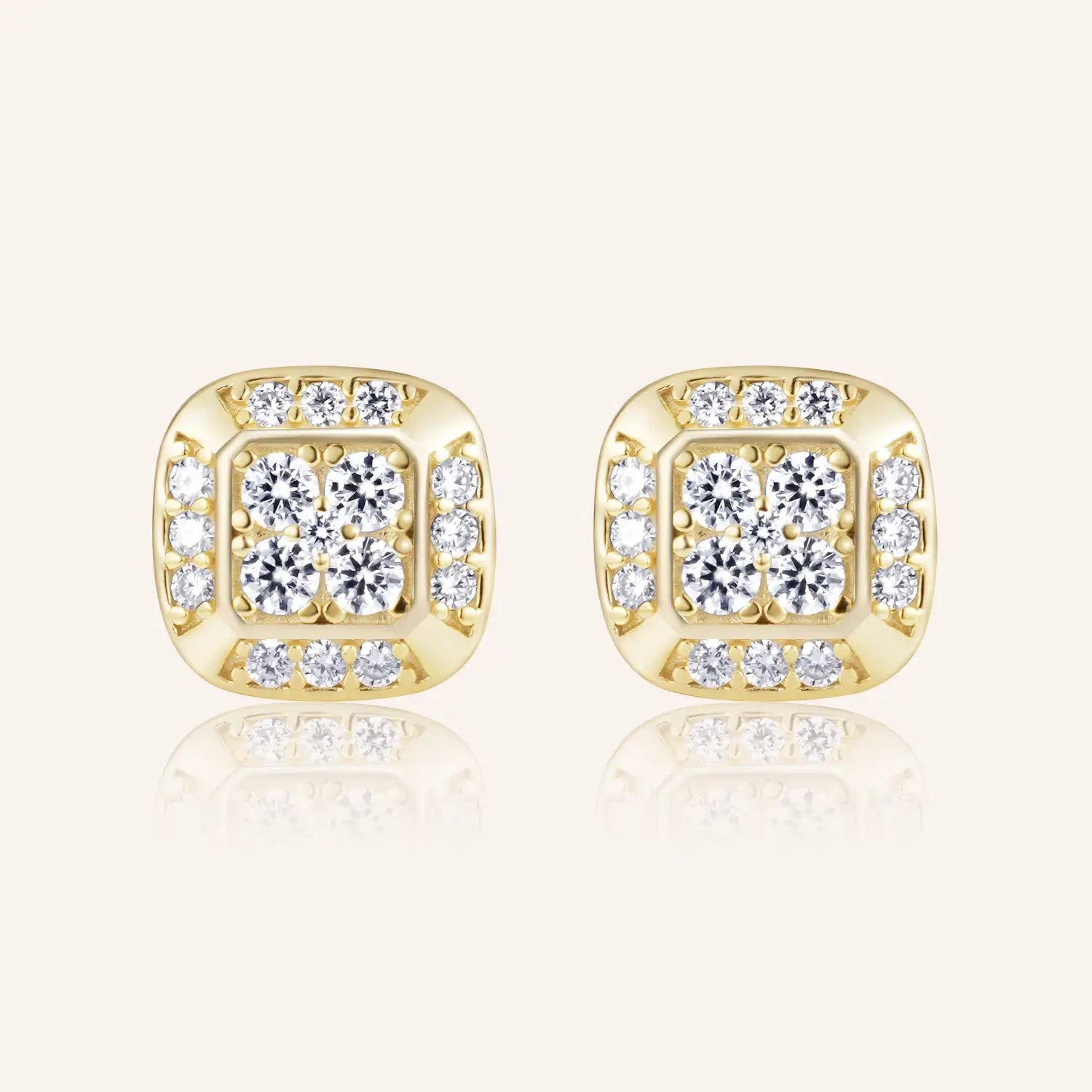 Cushion Shape Pave Moissanite Diamond Stud Earrings