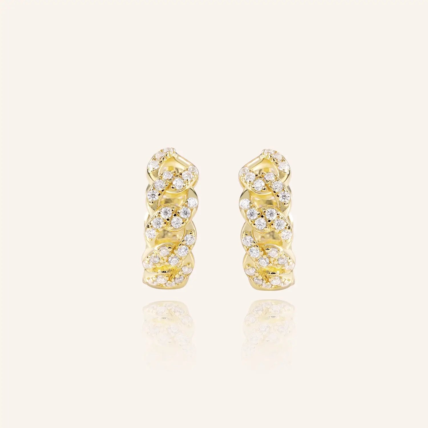 Sparkle Pave Cuban Moissanite Hoop Earrings